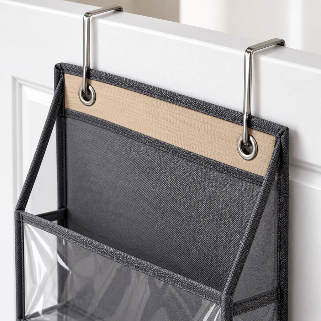 4-Tier Over the Door Hanging Organizer – Clear Pocket Closet Storage for Clothes & Towels