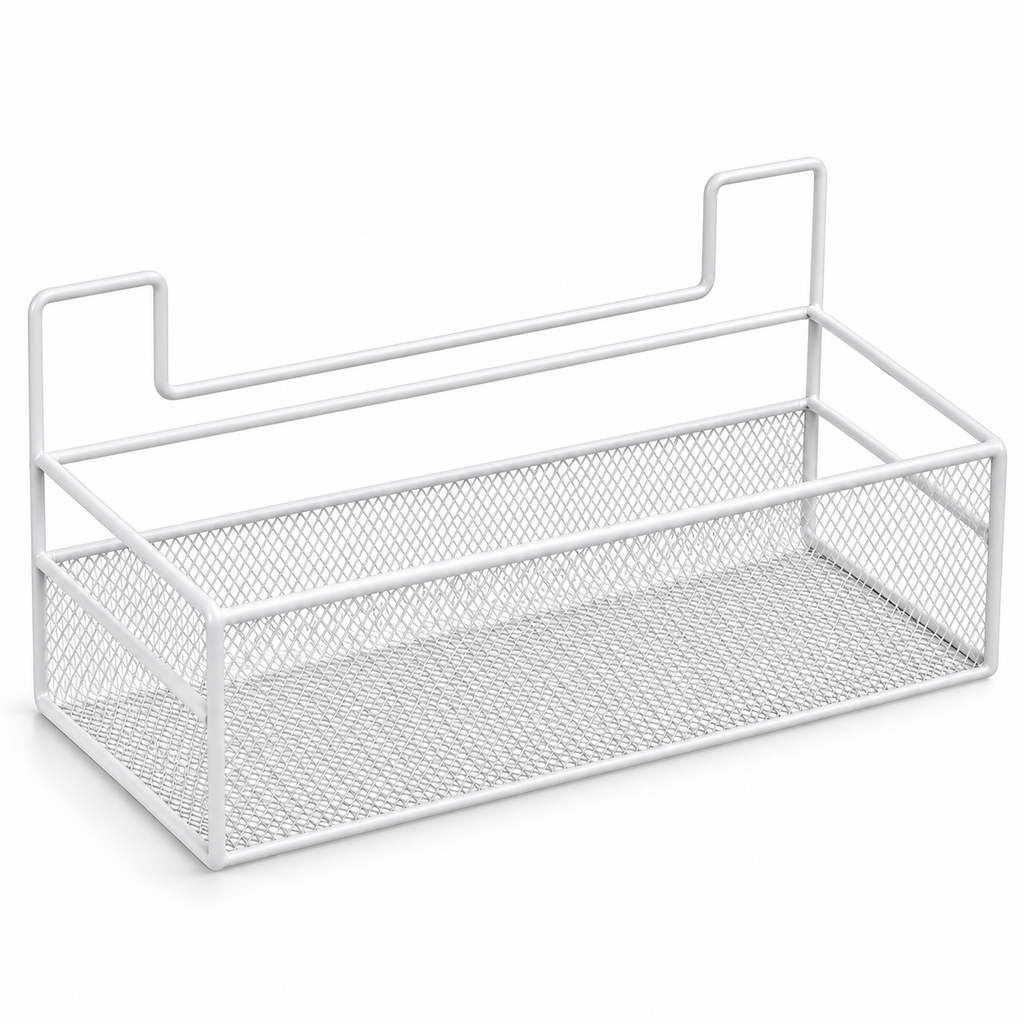 Self-Adhesive Wall Shelf Basket – No-Drill Metal Mesh Storage for Bathroom & Kitchen