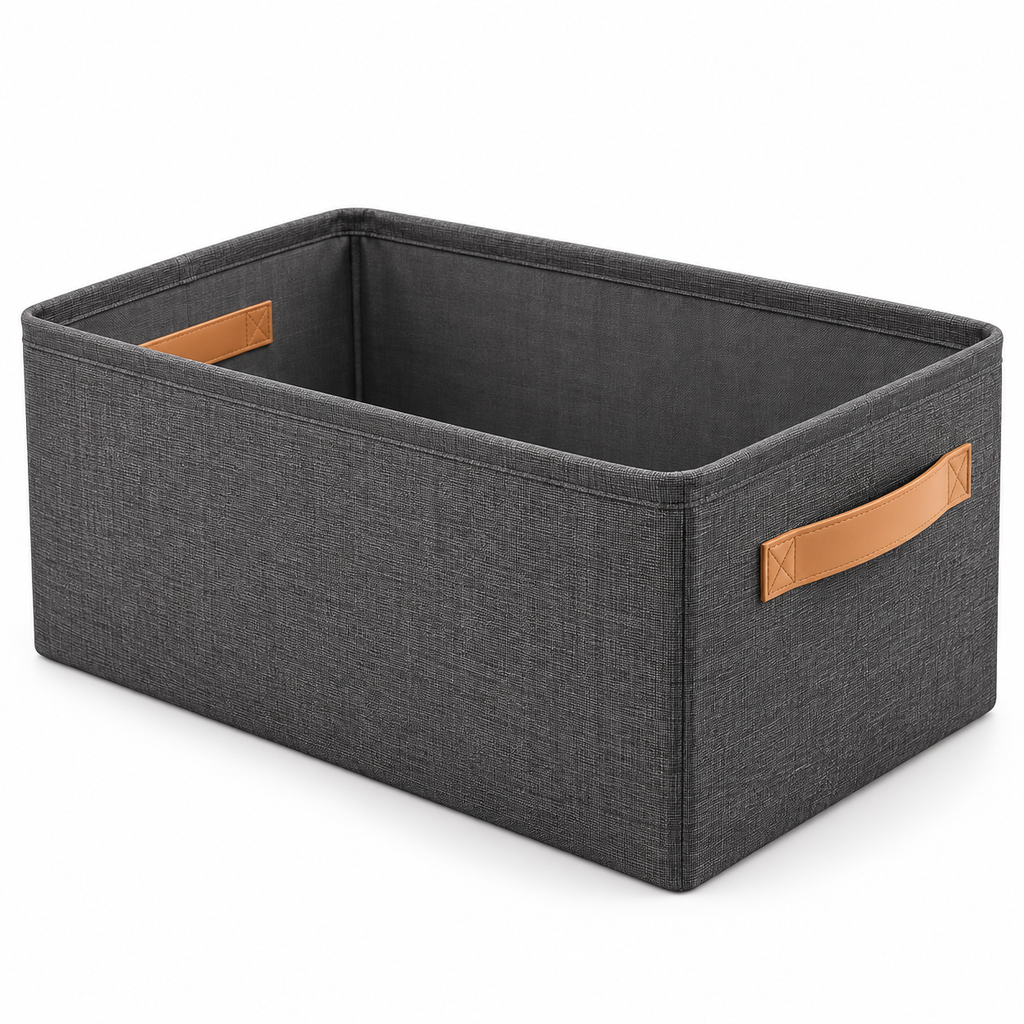 Foldable Fabric Storage Box with Handles – Stackable Closet & Clothes Organizer Bin