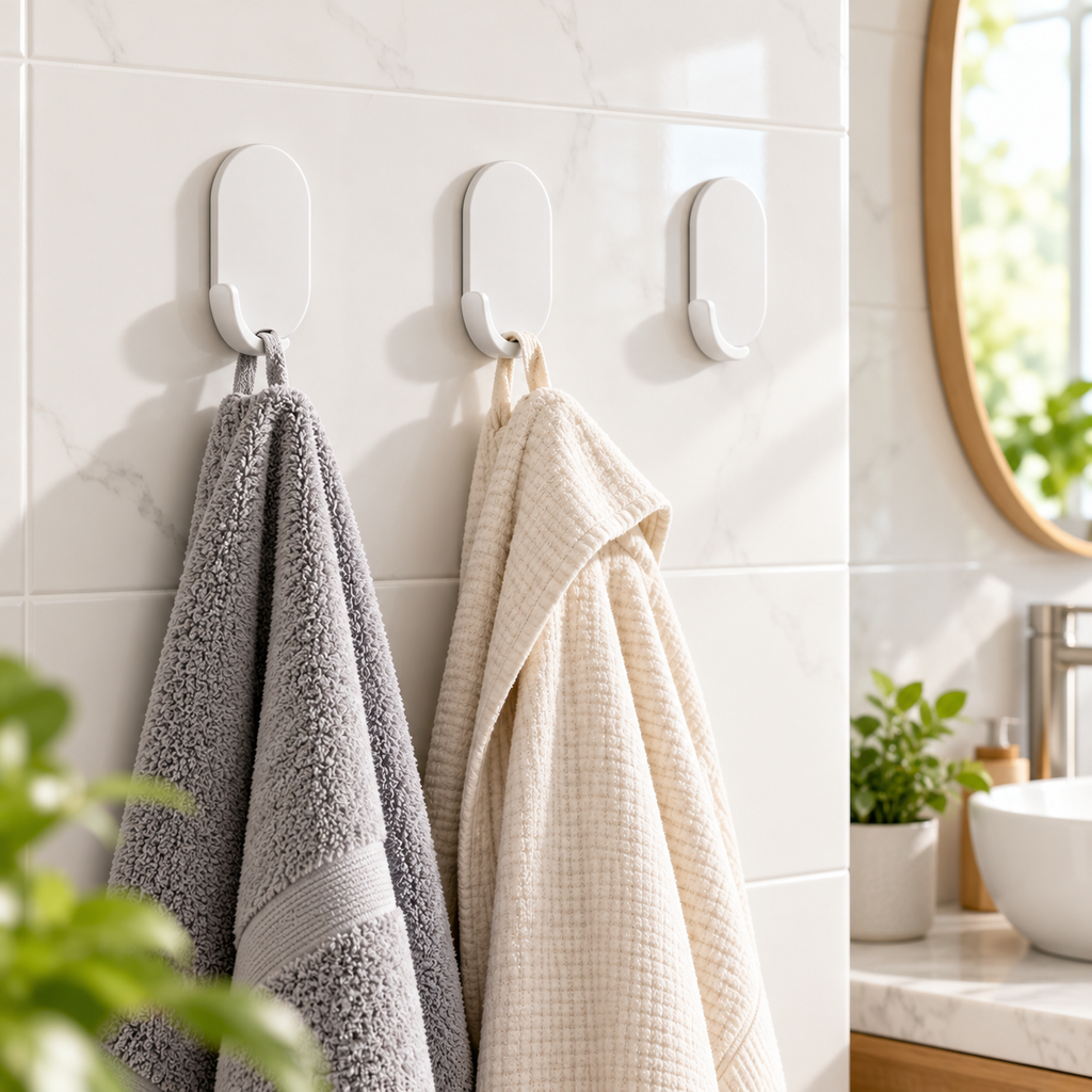 Self-Adhesive Wall Hooks – No-Drill Hooks for Keys, Coats & Towels (5 or 10 Pack)